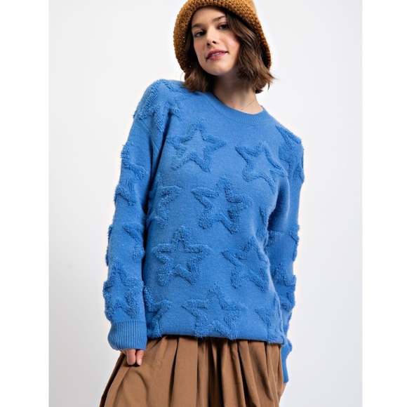 "The Blossom" Blue Star Sweater - Picture 1 of 3